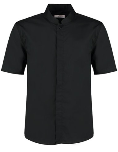 BAR-KK122-Mens Tailored Fit Mandarin Collar Shirt Short Sleeve