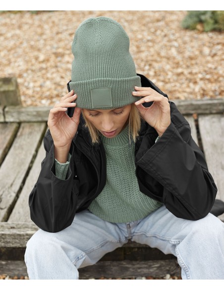 BEE-B336R-Deep Cuffed Tonal Patch Beanie