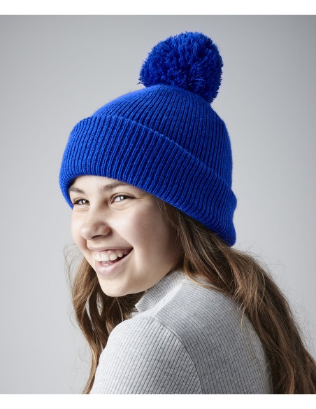 BEE-B406B-Junior Reflective Bobble Beanie