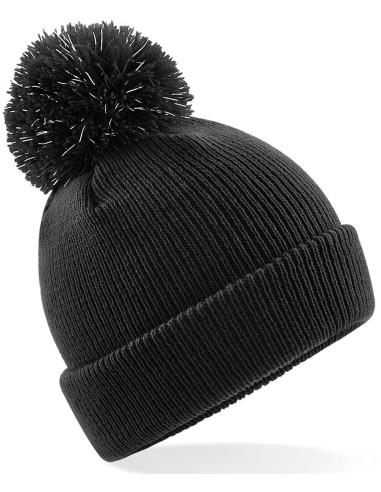 BEE-B406B-Junior Reflective Bobble Beanie
