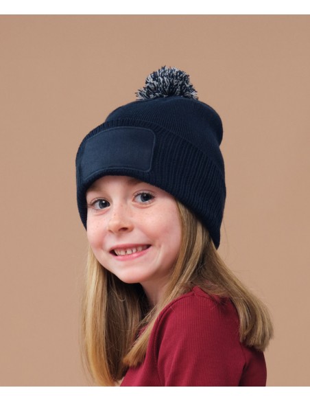 BEE-B443B-Kids Snowstar Patch Beanie