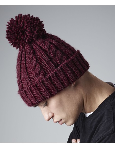 BEE-B480-Cable Knit Melange Beanie