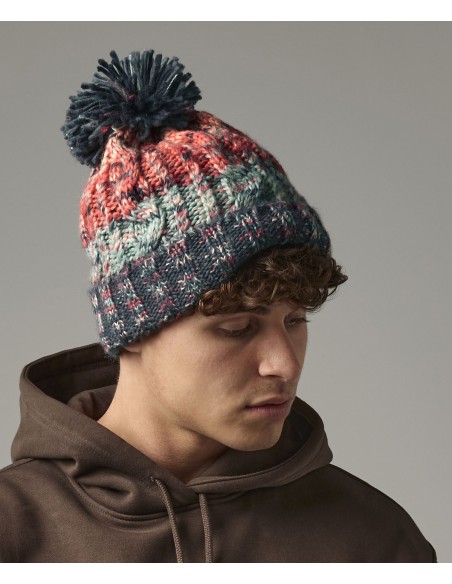 BEE-B486-Corkscrew Pom Pom Beanie