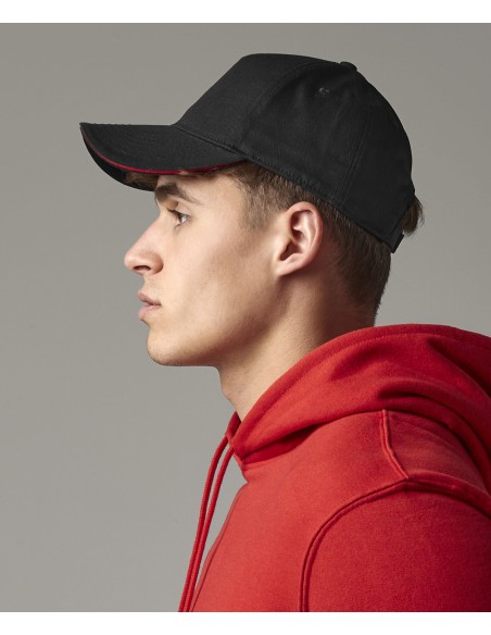 BEE-B825C-EarthAware® Classic Organic Cotton 5 Panel Cap - Sandwich Peak