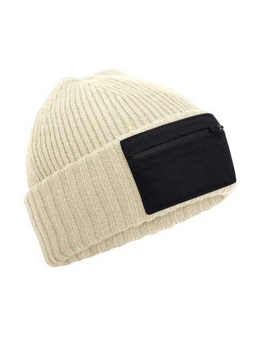 BEE-B334R-Zip Patch Beanie