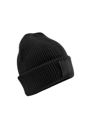 BEE-B336B-Kids Deep Cuffed Tonal Patch Beanie
