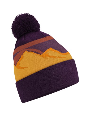 BEE-B395R-Mountain Peaks Pom Pom Beanie