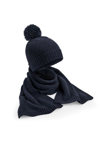 BEE-B401-Knitted Scarf and Beanie Gift Set
