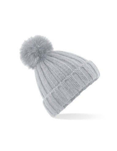 BEE-B413-Verbier Faux Fur Pop Pom Chunky Beanie