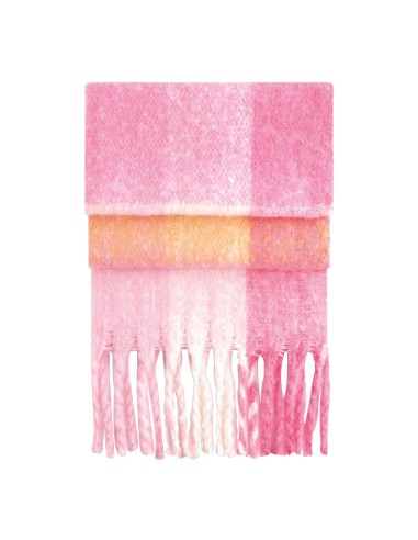 BEE-B494R-Fluffy Check Scarf