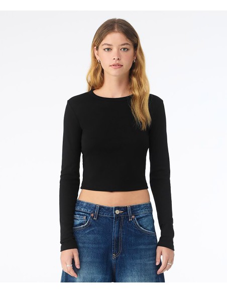BEL-1501-Womens Micro Rib Long Sleeve Baby Tee