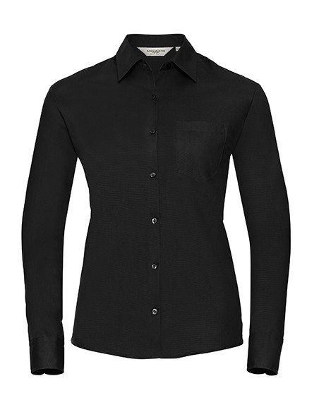 R-R-936F-0-Ladies L/S Pure Cotton Easy Care Poplin Shirt