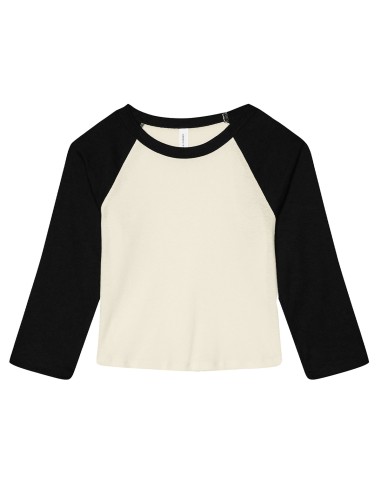 BEL-1200-Womens Micro Rib 3/4 Raglan Baby Tee