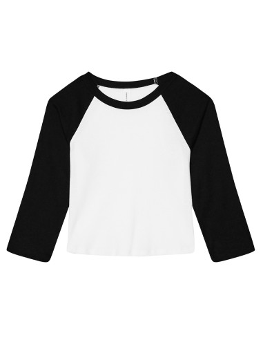 BEL-1200-Womens Micro Rib 3/4 Raglan Baby Tee