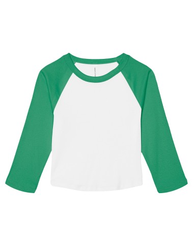 BEL-1200-Womens Micro Rib 3/4 Raglan Baby Tee