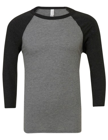 BEL-3200-T-shirt base-ball manches trois-quarts en triple mélange unisexe