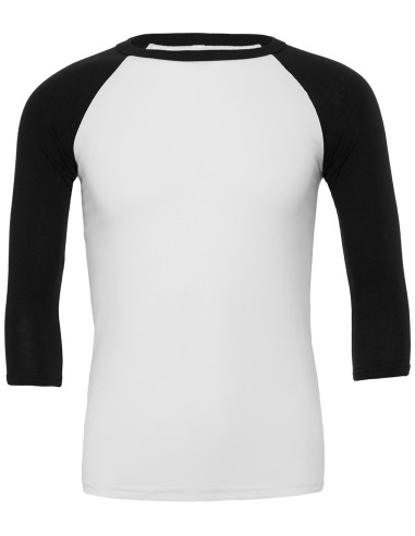 BEL-3200-T-shirt base-ball manches trois-quarts en triple mélange unisexe