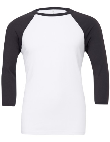 BEL-3200-T-shirt base-ball manches trois-quarts en triple mélange unisexe