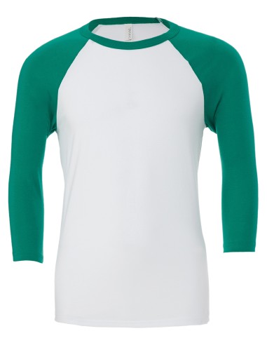 BEL-3200-T-shirt base-ball manches trois-quarts en triple mélange unisexe