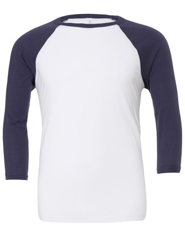 BEL-3200-T-shirt base-ball manches trois-quarts en triple mélange unisexe