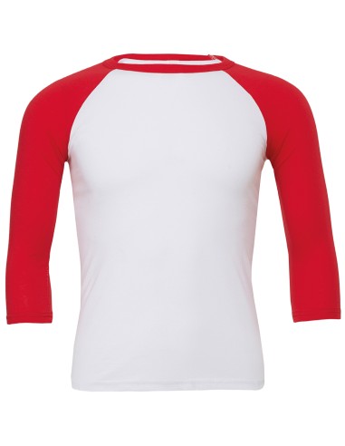 BEL-3200-T-shirt base-ball manches trois-quarts en triple mélange unisexe
