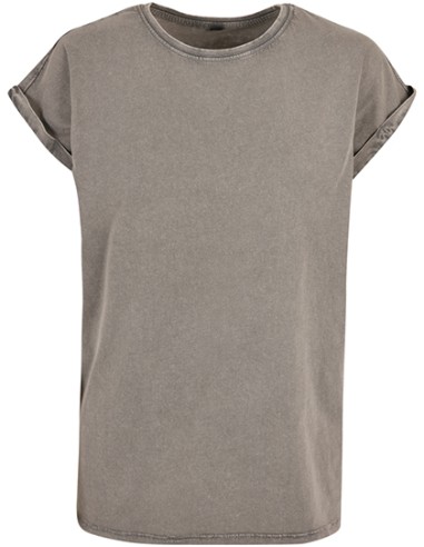 BUI-BY053-Ladies Acid Washed Extended Shoulder Tee