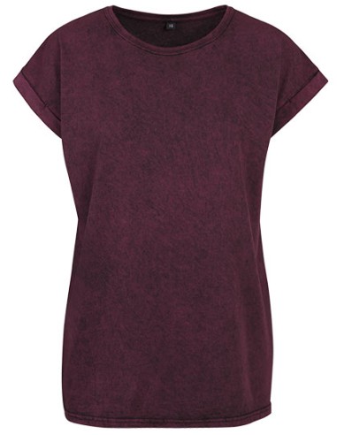 BUI-BY053-Ladies Acid Washed Extended Shoulder Tee