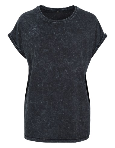 BUI-BY053-Ladies Acid Washed Extended Shoulder Tee