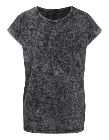 BUI-BY053-Ladies Acid Washed Extended Shoulder Tee