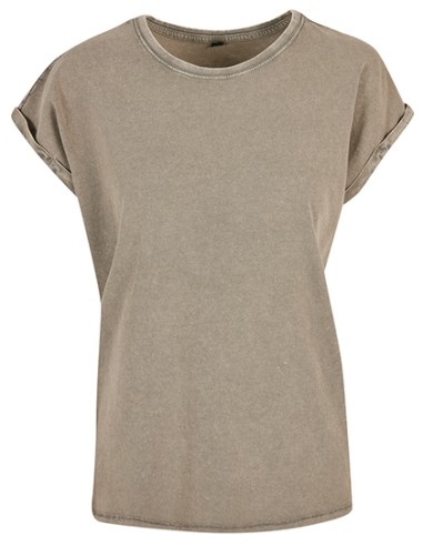 BUI-BY053-Ladies Acid Washed Extended Shoulder Tee