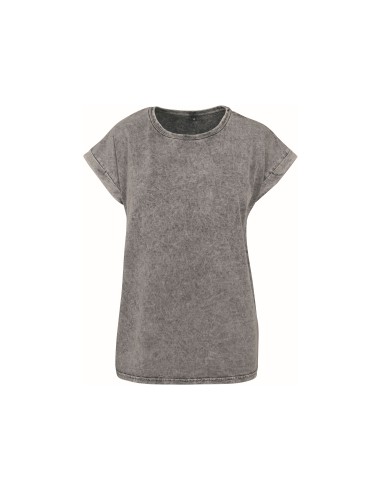 BUI-BY053-Ladies Acid Washed Extended Shoulder Tee