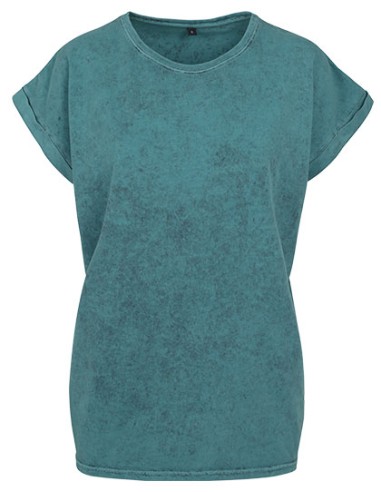 BUI-BY053-Ladies Acid Washed Extended Shoulder Tee
