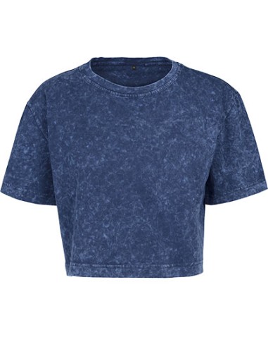 BUI-BY054-Ladies Acid Washed Cropped Tee