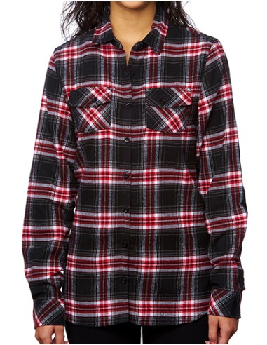 BUR-5210-Ladies Woven Plaid Flannel Shirt