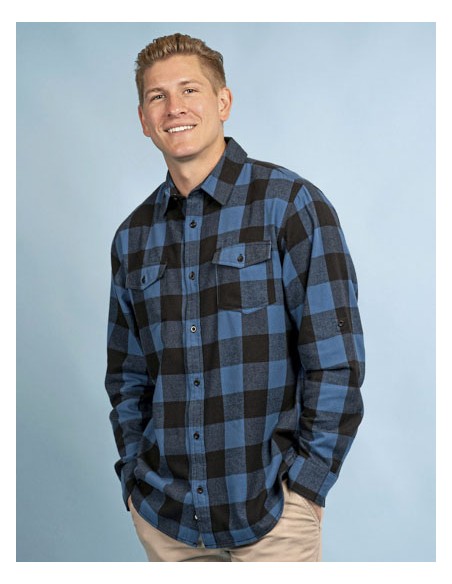 BUR-8210-Woven Plaid Flannel Shirt