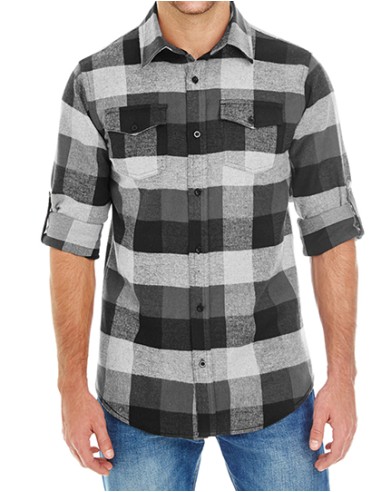BUR-8210-Woven Plaid Flannel Shirt