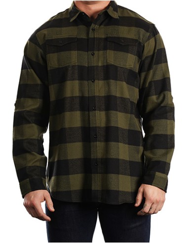 BUR-8210-Woven Plaid Flannel Shirt