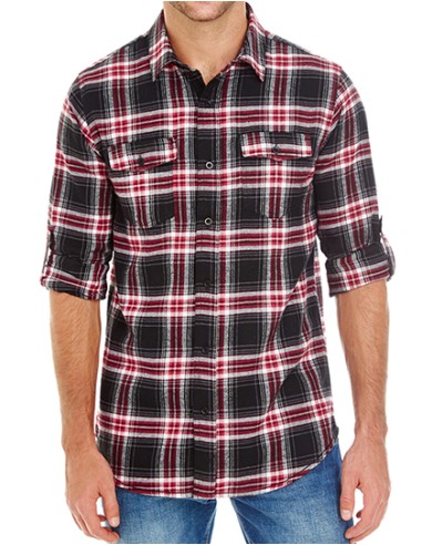 BUR-8210-Woven Plaid Flannel Shirt