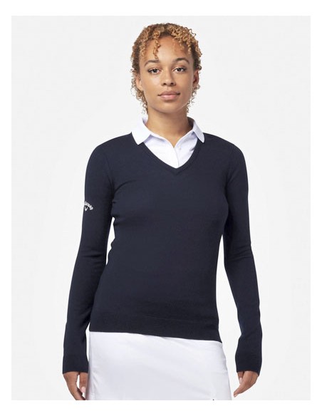 CAL-CGGF80L9-Ladies V-Neck Merino Sweater