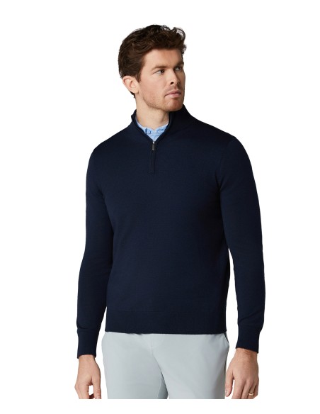 CAL-CGGFG0L2-Sweat à zip 1/4 en mélange mérinos