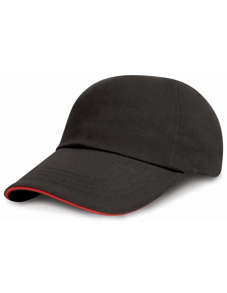R-RC24P-Casquette en coton brossé robuste de profil bas avec visière en sandwich