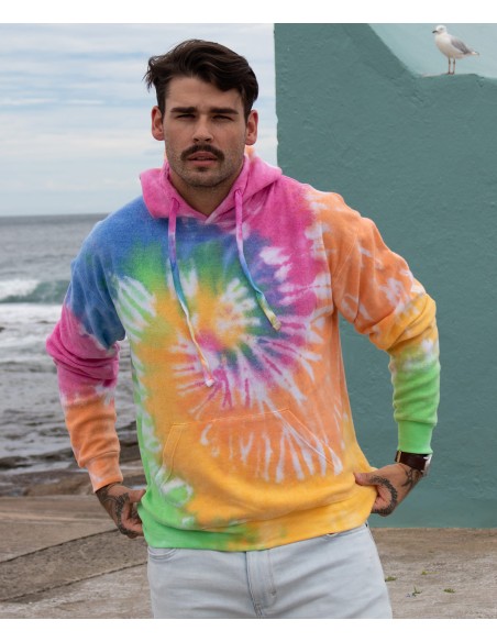 COL-TD31M-Sweat à capuche Rainbow Tie- dye