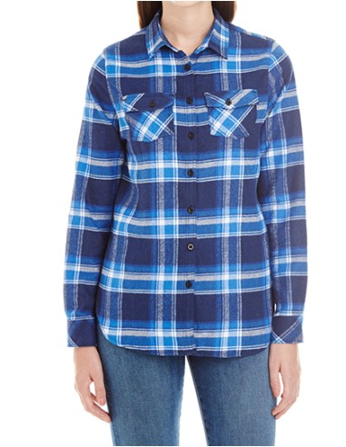 BUR-5210-Ladies Woven Plaid Flannel Shirt