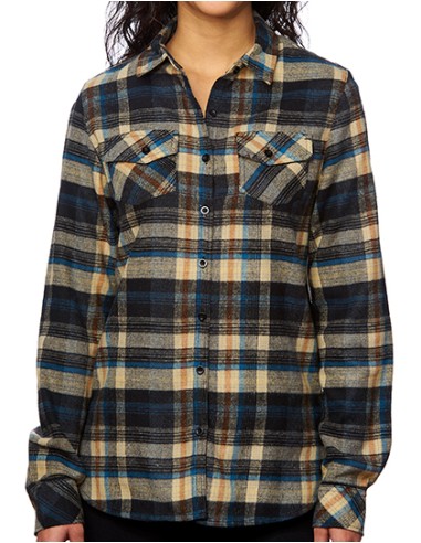 BUR-5210-Ladies Woven Plaid Flannel Shirt