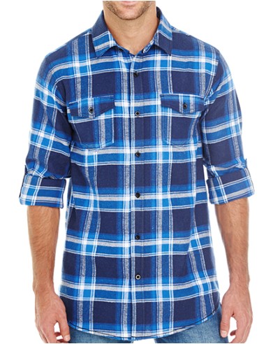 BUR-8210-Woven Plaid Flannel Shirt