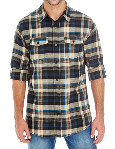 BUR-8210-Woven Plaid Flannel Shirt