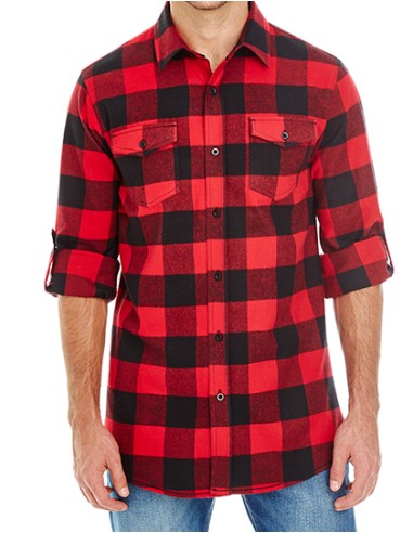 BUR-8210-Woven Plaid Flannel Shirt