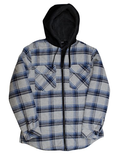 BUR-8620-Mens Flannel Jacket With Sherpa Hoodie