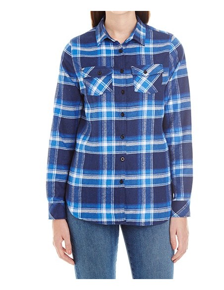 B-5210-Ladies Woven Plaid Flannel Shirt