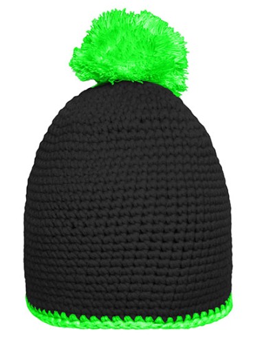 DAI-MB7964-Pompon Hat With Contrast Stripe